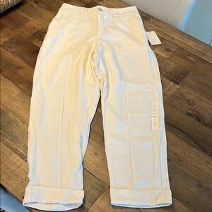 Cream Ankle Cropped Pants Trousers